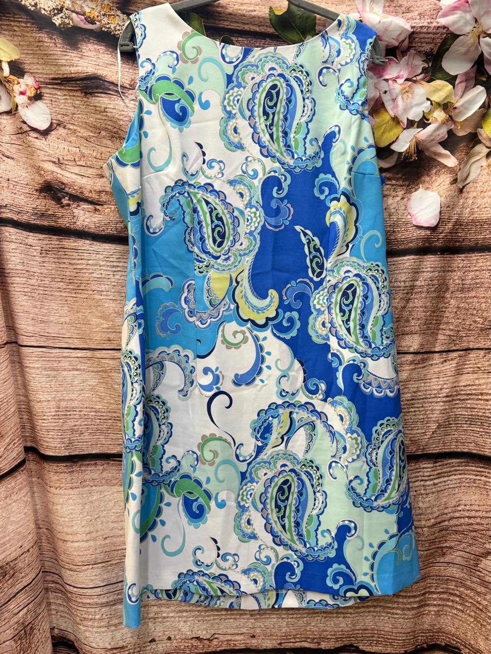 R&K Turquoise and Aqua Paisley Print Dress